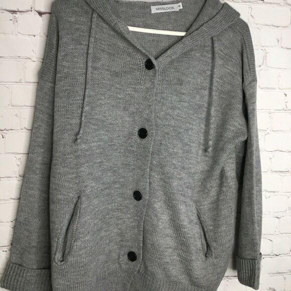 Misslook Women's Gray Knit Button Up Cardigan Size S - Picture 10 of 15